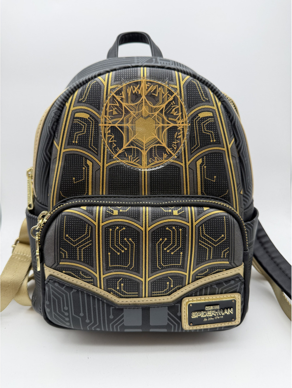 Loungefly Spider-Man Black and Gold Mini Backpack with Matching Wallet